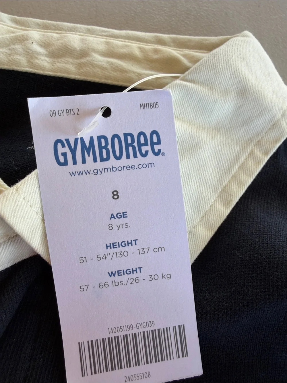 NWT Gymboree Black Rugby-Style Sweatshirt with Cream Sleeves and Maroon Stripes